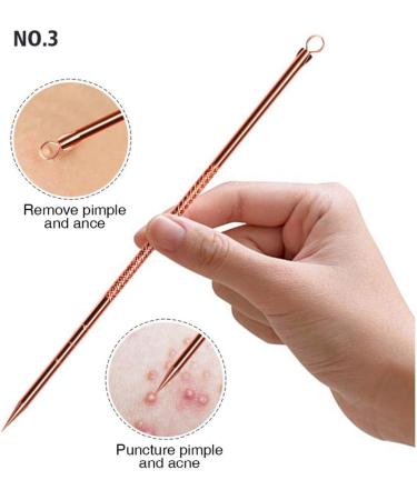 Professional Blackhead Removal Set - 4-Piece Comedone Squeezer & Nail Shaver Tools Surgical Stainless Steel Rose Gold - Buy Online on GoSupps.com