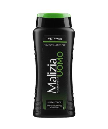 Malizia Malizia Homme Parfum d'Entente Vetyver 2-in-1 Shower Gel & Shampoo with Aloe Vera 250ml - Revitalizing Energizing Cleansing Body and Hair - For Daily Use (1 Unit)