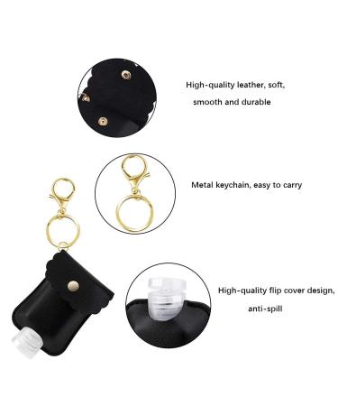 XUANCAOMAO 4 Sets 30ML Leather Travel Bottle Keychain Holder - Portable Empty Leakproof Squeeze Bottles for Hand Sanitizer - 4 Colors - Buy Online on GoSupps.com
