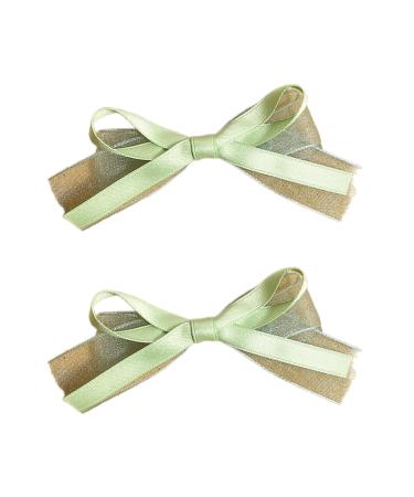 AJOIDR Ribbon Elegant 2000s Style Side Clip Hair Clip Elaborate Fairy Style Large Bowknot Balletcore Green-2pcs