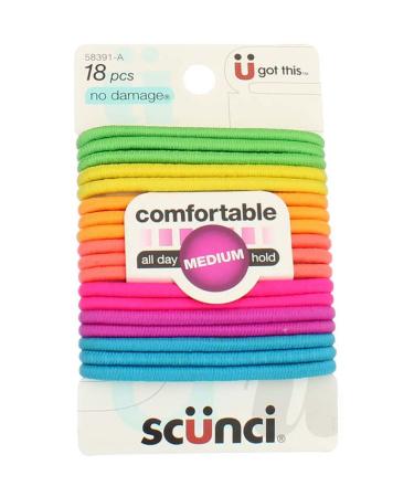 Scunci Effortless Beauty Large No-damage 4mm Neon Colors 18 Count