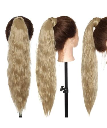 Tess Middle Blond Ponytail Hair Extensions - Clip-in Corn Wave Zopf - Real Hair Look - 20 (50cm) - 90g - Affordable Velcro Connection - Buy Online on GoSupps.com