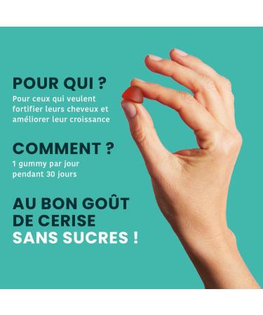 Santarome - Sublimes Cheveux Force & Croissance - Hair growth food supplement - Horsetail Blueberry Vitamins B6 B8 Zinc - 30 Gummies - Sugar-free - France - Buy Online on GoSupps.com