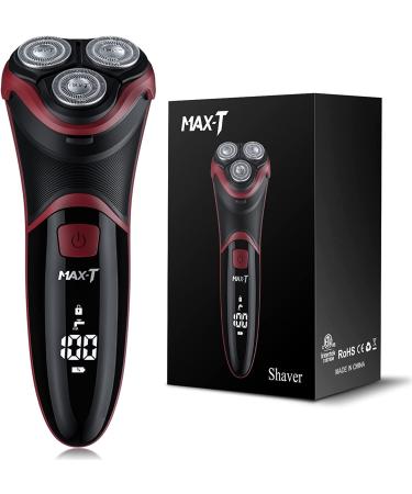 MAX-T Men's 3D Rotary Electric Shaver - CordedCordless, Rechargeable, WetDry with Pop-up Trimmer - Red - Buy Online on GoSupps.com