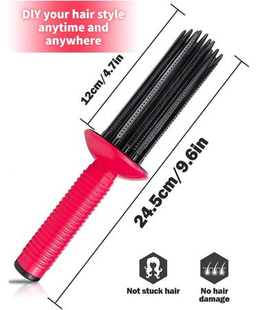 Curly Hair Styler Tool Hair Roll Comb for Hair Styling Air Volume Comb 17 Teeth Anti Slip Curling Wand Heatless Curling Wand Comb Hair Dryer Accessories for Hair Curler 2pcs - Buy Online on GoSupps.com