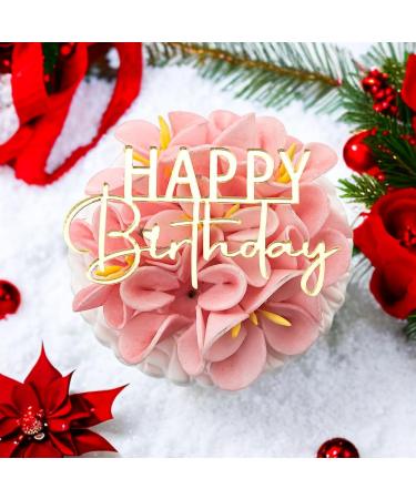 Happy Birthday Mirror Gold Cake Charm Toppers Elegant Decoration UK 3LD2 (MIRROR SILVER)