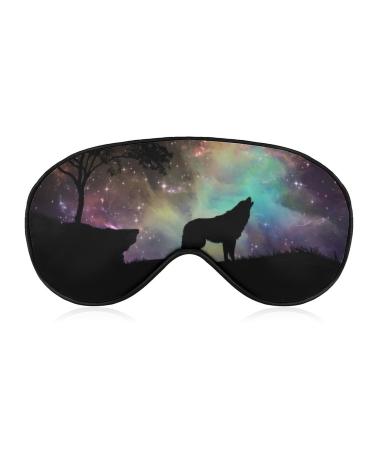 SEPTYK Space Starry Galaxy Wolf Animal Pattern Sleep Mask Eye Eyepatch Eyeshade with Elastic Strap Cover Sleeping for Men Women Kids