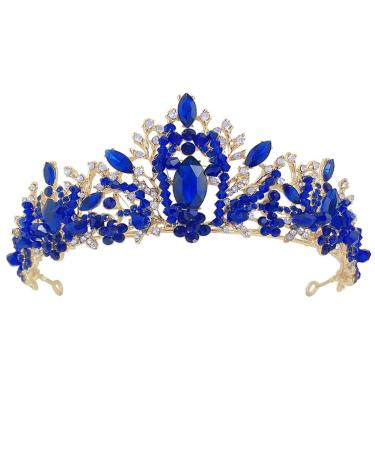 FRCOLOR Tiara Crown Crystal Silver Headband Diamond Bridal Headdress Wedding Prom Crown Hair Accessories Blue for Women Girl Birthday Wedding Christmas Party Favor Ornaments