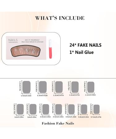 Buy Short Square Press on Nails - White French Tips & Glitter | Full Cover Gel Fake Nails for Women & Girls - Buy Online on GoSupps.com