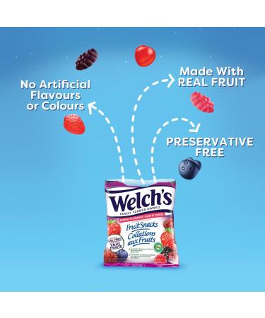 Welch's Fruit Snacks Mixed Fruit & Berries 'N Cherries Bulk Pack Gluten Free Individual Single Serve Bags 22g (Pack of 72) - Buy Online on GoSupps.com