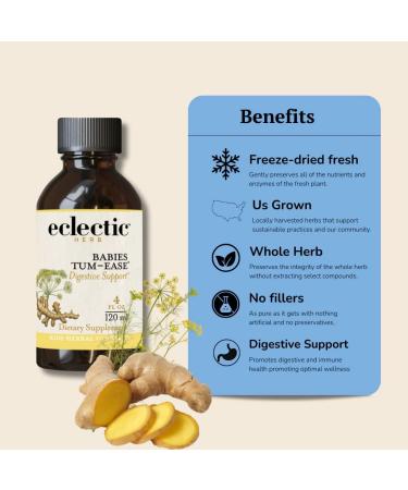 Eclectic Herb - Tum-Ease for Kids Liquid Drops | Soothing Digestive Support for Calm Tummies | Herbal Supplement | Vegan Alcohol-Free Wildcrafted Non-GMO Kid-Friendly (4 fl oz | 120 ml) Yellow 4 Fluid Ounce - Buy Online on GoSupps.com