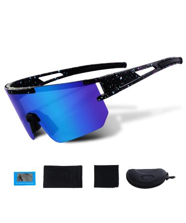 Sunglasses men,Polarized Sports Sunglasses for Running Cycling Fishing,Sunglasses for men women Dark Blue Lens