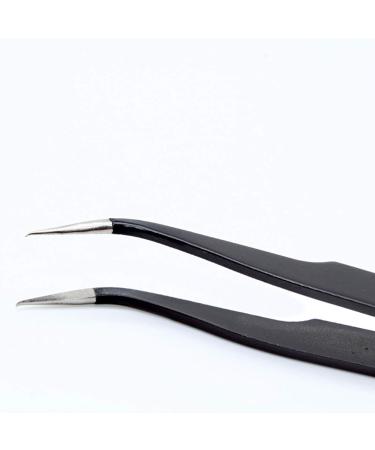 2Pcs Stainless Steel Tweezers Set for Eyelash and Nail Art - Straight and Curved Home Makeup Tool - Buy Online on GoSupps.com