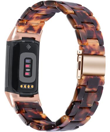 Rose Gold + Tortoise Resin Band for Fitbit Charge 5 - Men's and Women's Accessory - Buy Online on GoSupps.com
