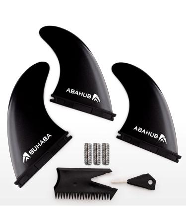 Abahub Surfboard Thruster Fins Set, Compatible with Future Style Fin Box, Fiberglass Reinforced High Performance 3 Fins for Surf Boards, Surfing Longboard, Shortboard, Black/Blue/White
