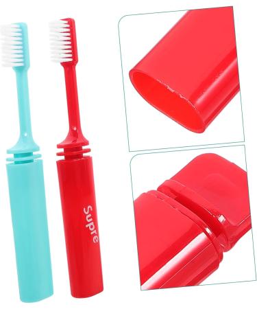 Partykindom 2 STK Travel Toothbrush Set - Collapsible Manual Toothbrushes for Couples | Perfect for Camping & Travel with Detergent Case - Buy Online on GoSupps.com