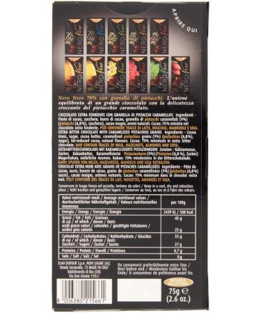  Italian Gourmet E.R. Novi Nero Pistacchio Pack of 20 extra dark chocolates with crunchy pistachios 70% cocoa 75g + Italian Gourmet Polpa di Pomodoro 400g box - Buy Online on GoSupps.com