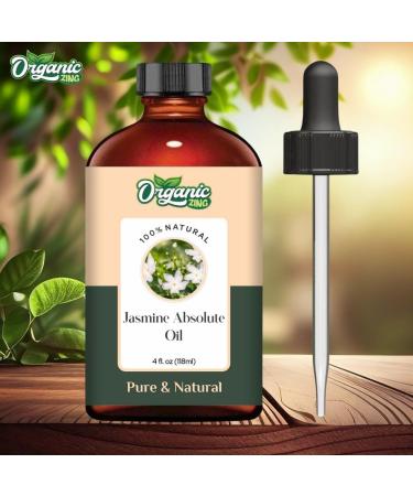 Organic Zing Jasmine Absolute (Jasminum grandiflorum) Oil | Pure & Natural Essential Oil for Skincare Hair Care Aroma and Diffusers - 118ml/3.99fl oz - Buy Online on GoSupps.com