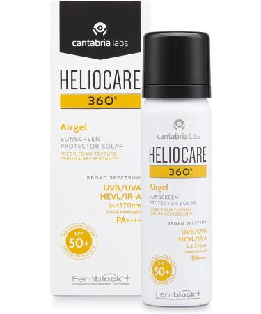 Heliocare 360 Airgel SPF50+ 60ml | Mousse Sunscreen for Face & Neck | UVA UVB Visible Light Infrared-A Anti-Ageing Sun Protection | Suits All Skin Types | Matte Finish | Supercharged with Antioxidants - Buy Online on GoSupps.com