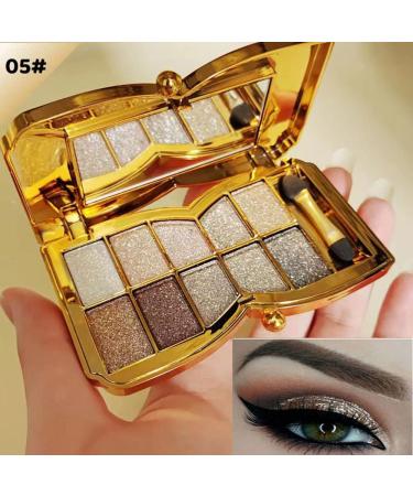 Glitter Eyeshadow Palette - 10 Shimmer Colors, Long Lasting & Waterproof - Professional Nude Makeup Set for Women - Buy Online on GoSupps.com
