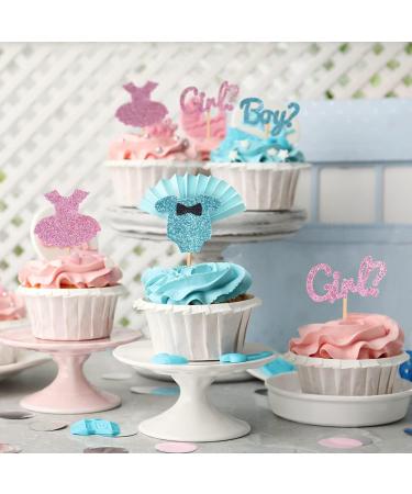 Hriochy Boy or Girl Cupcake Toppers Glitter Jumpsuit Cupcake Picks Baby Shower Kids Birthday Gender Reveal Party Cake Decorations Supplies - Buy Online on GoSupps.com
