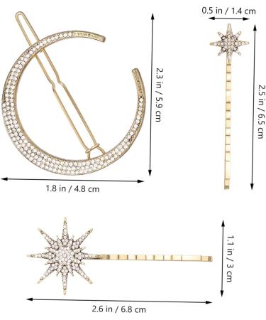 3 sun moon hairpin Moon Hair Clips braided hair clips Rhinestone Hair rhinestone barrettes for women wedding hair clips bling hair claw clips gold alloy Miss issue card pearl - Buy Online on GoSupps.com