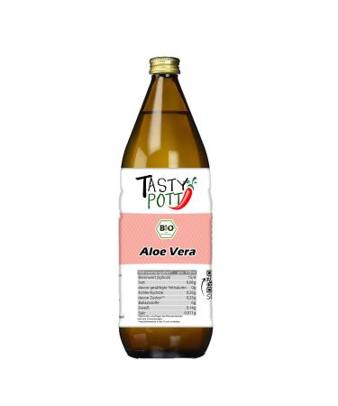 Tasty Pott Organic Aloe Vera Juice - Aloe Vera Juice - Natural Plant Juice - Vegan Food - Rich in Vitamins - Fruit Juice - In a 1000 ml Glass Bottle