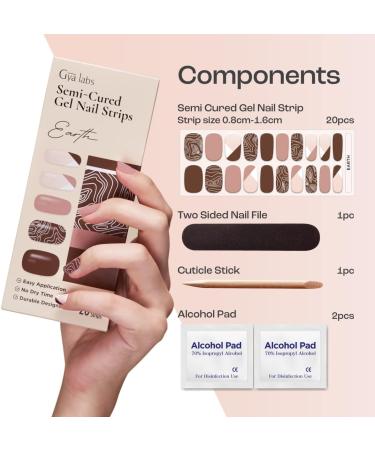 Gya Labs Nail Stickers - Earth Pattern - Long Lasting Gel Nail Strips for Women (20 Pcs) - Nail Art Kit - Buy Online on GoSupps.com