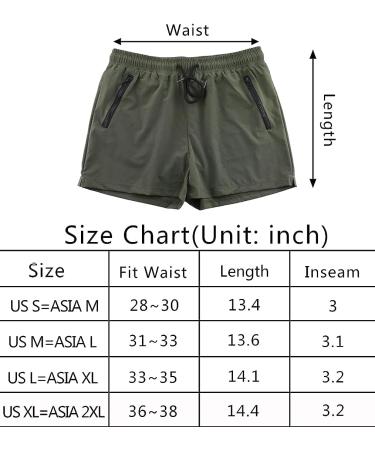 Rexcyril Men's 3-Inch Quick Dry Athletic Gym Shorts with Liner and Zipper Pockets - Medium Black - Buy Online on GoSupps.com