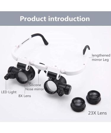 Spacmirrors Illuminated 8X 23X Head Wearing Glass Hd Identification Repair with 2 Led Lamp Engraving Watch Repair Magnifier - Buy Online on GoSupps.com