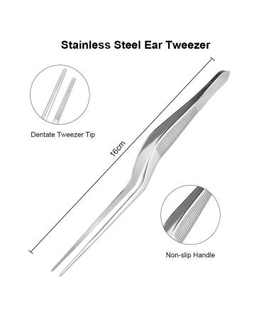 Bending Ear Tweezers - Stainless Steel Bayonet Serrated Nasal Forceps for Ear Cleaning and Wax Removal - Buy Online on GoSupps.com