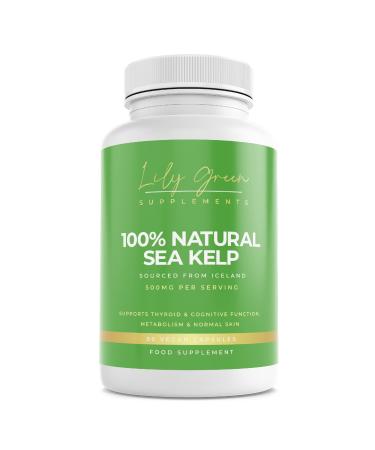 Lily Green | Organic Sea Kelp 500mg per Serving | 90 Iodine Capsules - 3 Month Supply | Thyroid & Cognitive Support | Sourced from Iceland | No Artificial Fillers | Made in UK