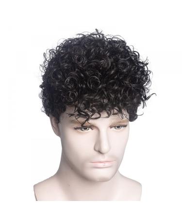 Realistic Black Curly Wig for Men - Fluffy Daily Hairstyle for All Ages - Buy Online on GoSupps.com