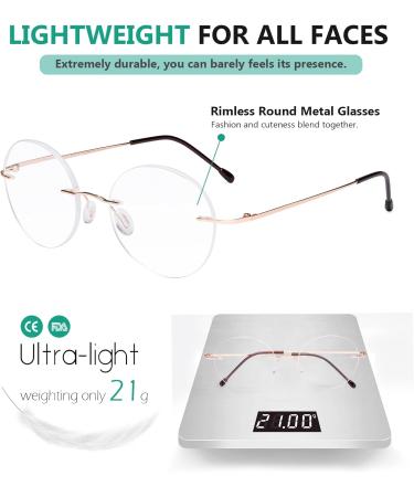 Buy Eyekepper Rimless Glasses for Women & Men - Stylish Round Gold Frames +1.00 - International Shipping Available - Buy Online on GoSupps.com