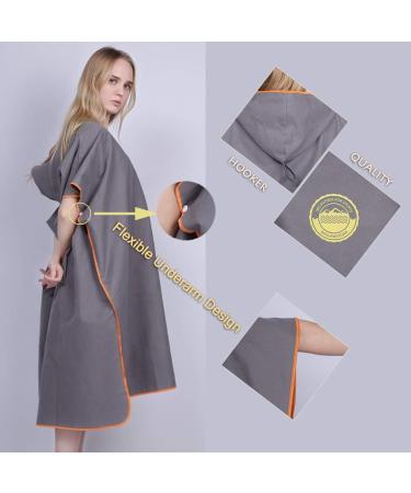 Megawodar Microfiber Poncho Towel - Adult Surf Beach Wetsuit Changing Robe - Gray - Buy Online on GoSupps.com