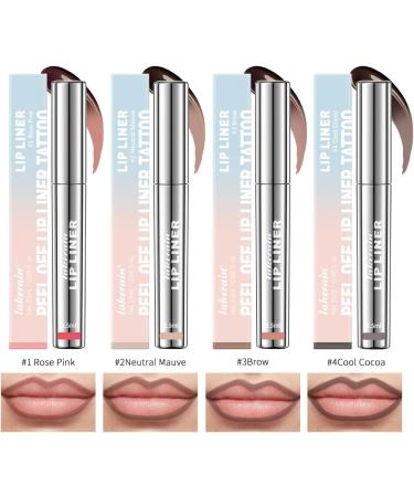 HOPHAT 4PCS Peel Off Lip Liner Set Easy Peel & Reveal Lip Stain Waterproof Long Lasting Peel Off Lipstick Lip Liner Makeup Beauty - Buy Online on GoSupps.com