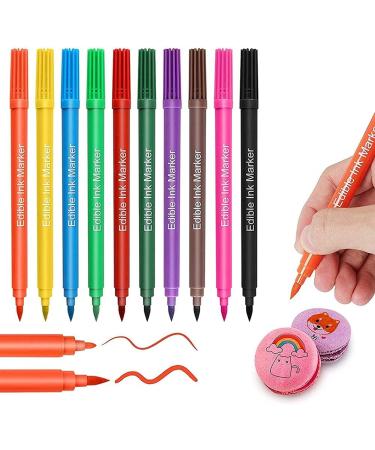 Oikabio 10 Pieces Food Colour Pens Baking Edible Marker Pen Food Pen Tip Colouring Marker for DIY Cake Decoration Biscuits - Buy Online on GoSupps.com