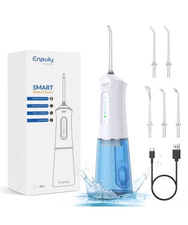 ENPULY Water Flosser Professional for Teeth Portable Water Teeth Cleaner Picks 5 Cleaning Modes 5 Jet Tips IPX7 Waterproof Water Dental Picks for Cleaning