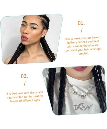 MAGICLULU to weave decorate Hair piece three shares synthetic braided ponytail extension elastic hair bands ponytail hairpiece band girl braided wigs wig High temperature wire 45X6CM Black - Buy Online on GoSupps.com