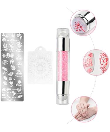 Nail Art Stamping Tool Kit Nail Stamping Plates Nail Art Stamper included Double Head Polish Print Template Silicone Stampers For Beauty Nail Art DIY- Nails Seal Mold Nail Stamp Plate Pink 03 pink - Buy Online on GoSupps.com