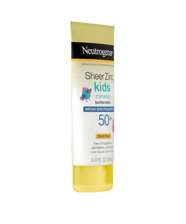 Neutrogena Sheer Zinc Oxide Kids Mineral Sunscreen Lotion, Broad Spectrum SPF 50+ with UVA/UVB Protection, Water-Resistant for 80 Minutes, Paraben-, Dye-, Fragrance- & Tear Free, 3 fl. oz NEUTROGENA SHEER ZINC 3 Fl Oz (Pack  - Buy Online on GoSupps.com