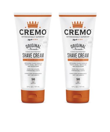 Cremo Barber Grade Sandalwood Shave Cream Astonishingly Superior Ultra-Slick Shaving Cream Fights Nicks Cuts And Razor Burn 6 Fl Oz (2 Pack)