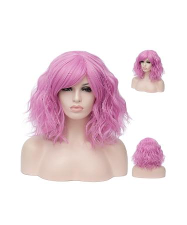Amyhome Women's Pink Bob Wig with Fringe Synthetic Cosplay Wig + Cap for Party & Fancy Dress - Buy Online on GoSupps.com