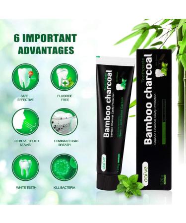 2 Pack Activated Charcoal Toothpaste - Natural Teeth Whitening Fluoride-Free Bamboo Coal Formula for White Teeth - Buy Online on GoSupps.com