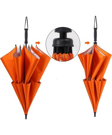 Doubwell 62-Inch Storm Proof Golf Umbrella Orange - Sturdy, UV Protection, Wind Resistant for Men and Women - Buy Online on GoSupps.com