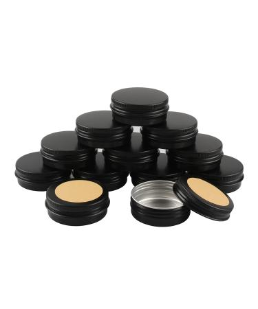 Basic packing 24 pieces 30ml matt black empty round aluminum jar with screw cap aluminum dose Aluminum screw boxes of cream can with candle box cosmetic cans tin cans with 24 pieces 35mm sticker