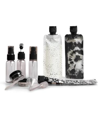 Kitsch Ultimate Travel Set - Set of 11 TSA Approved Leakproof Containers in Black | Ivory - Buy Online on GoSupps.com