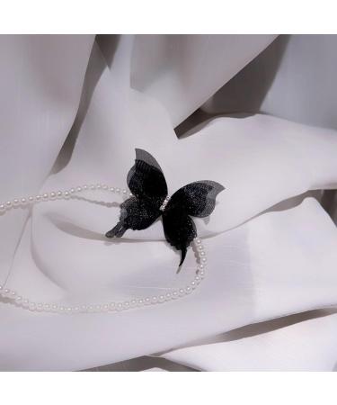 Shop Oralgo's Stylish Black Butterfly Necklace | Fashion Jewelry with Imitation Pearls & Rhinestones | Perfect for Any Occasion - Buy Online on GoSupps.com