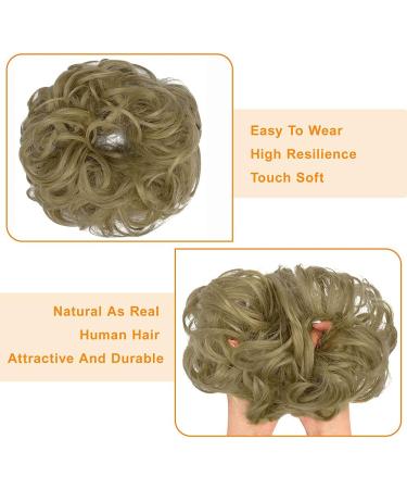 OMGREAT 2PCS Thick Updo Messy Hair Buns Curly Wavy Ponytail Extensions - Ash Blonde Color - Hair Scrunchies for Women and Girls - Buy Online on GoSupps.com