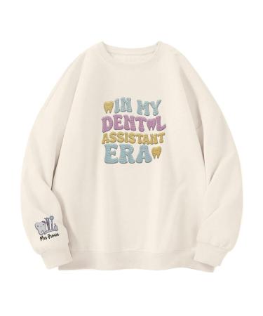 Suseaz Personalized Embroidered Dental Sweatshirt for Dentist and Hygienist Custom Tooth Gift to Save Teeth Day (Cotton Dental11)